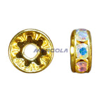 Czech Rhinestone Rondelles - Crystal AB / Gold