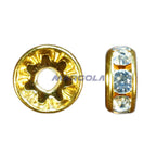 Czech Rhinestone Rondelles - Crystal/Gold