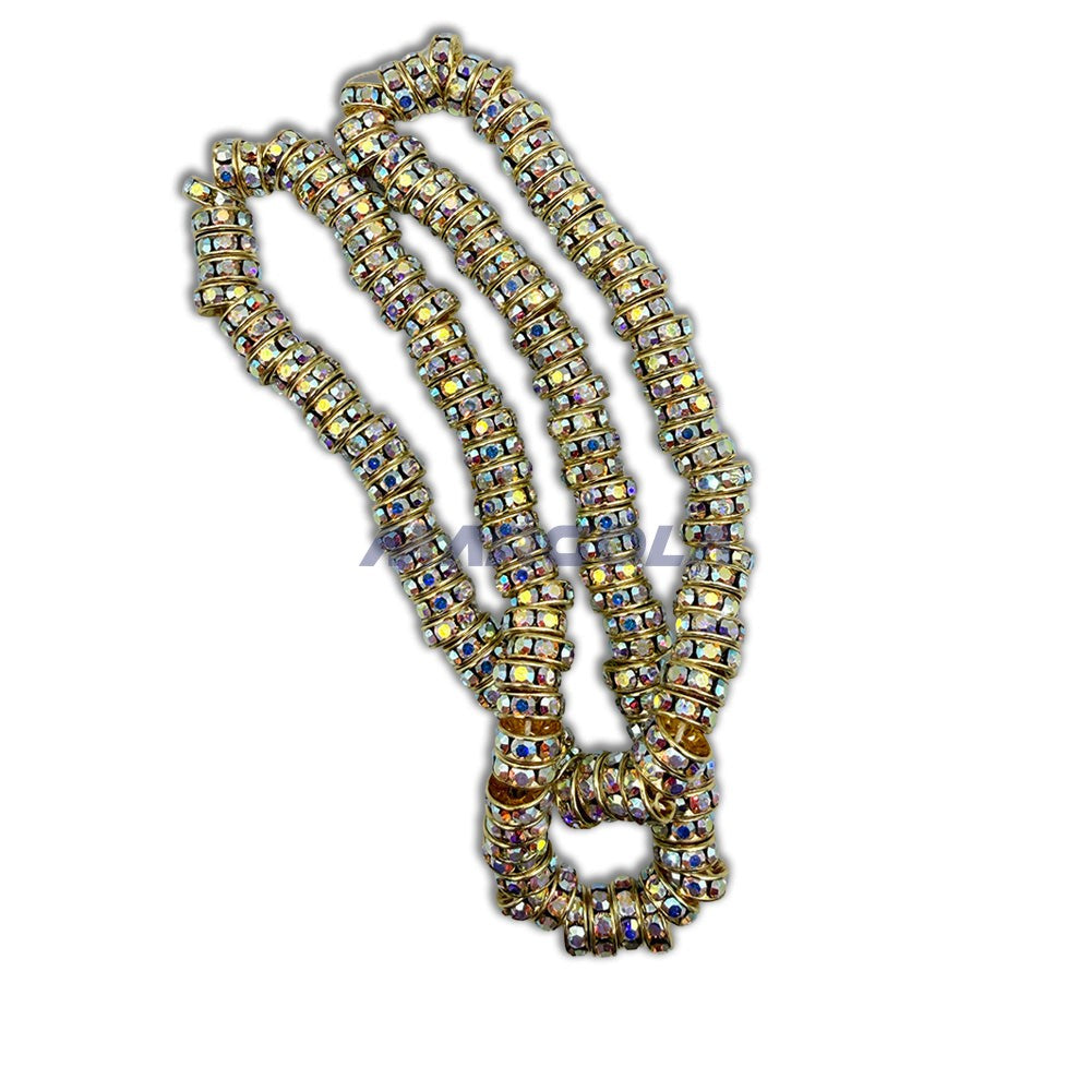 Czech Rhinestone Rondelles - Crystal AB / Gold