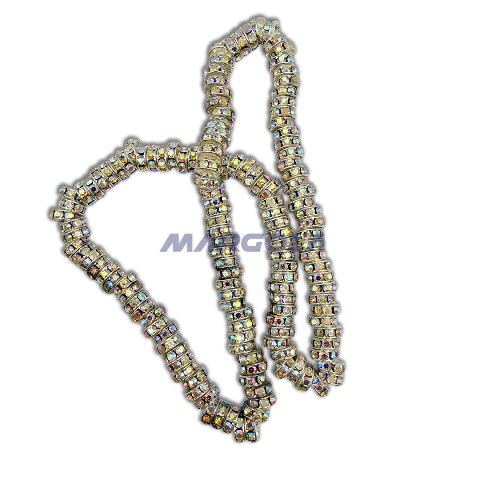 Czech Rhinestone Rondelles - Crystal AB / Silver
