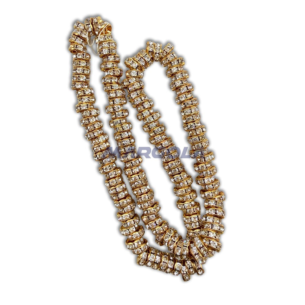 Czech Rhinestone Rondelles - Crystal/Gold