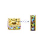 Czech Rhinestone Squaredelles - Crystal AB / Gold