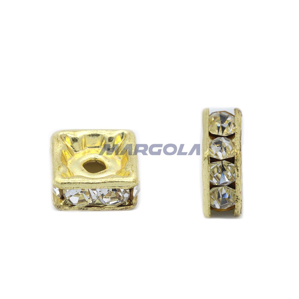 Czech Rhinestone Squaredelles - Crystal/Gold