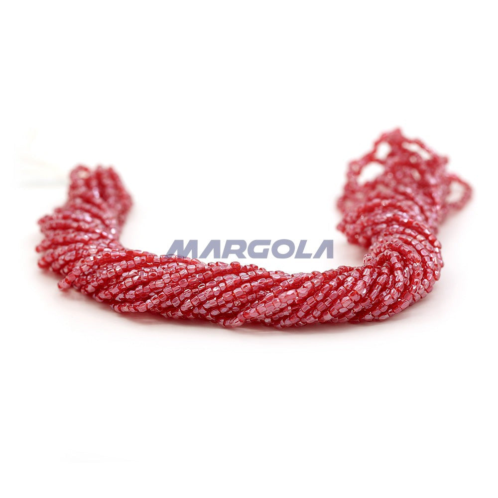 3 Cut 9/0 Light Siam Ruby Transparent Luster Preciosa Ornela Beads