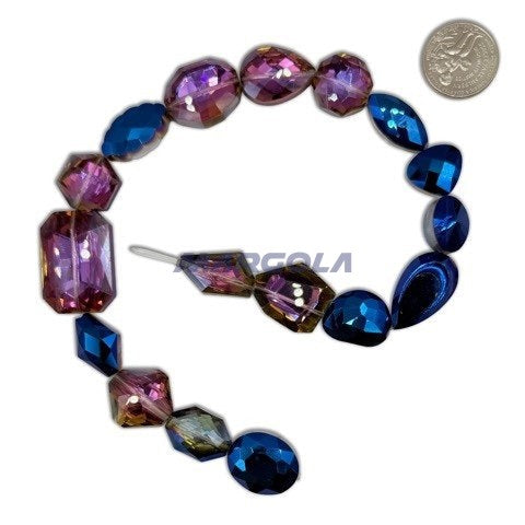 Chunky Mix Multi-Shape Beads - PURPLE IRIS INSIDE / BLUE IRIS OUTSIDE