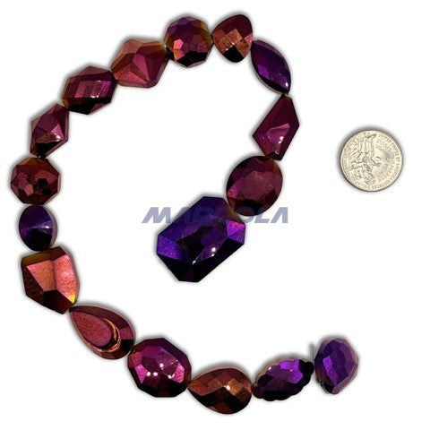 Chunky Mix Multi-Shape Beads - RED IRIS BOTH SIDES
