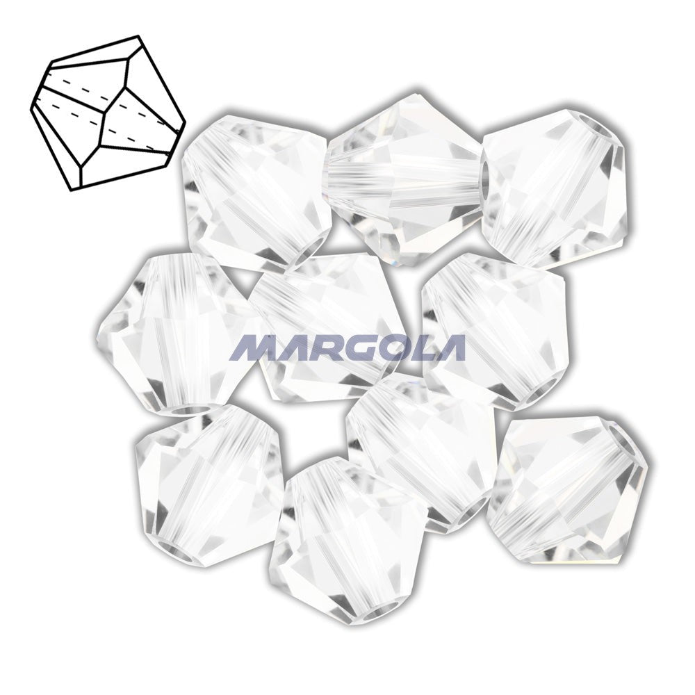 Vintage Preciosa Crystal 16 Faceted Bicone Beads - Crystal