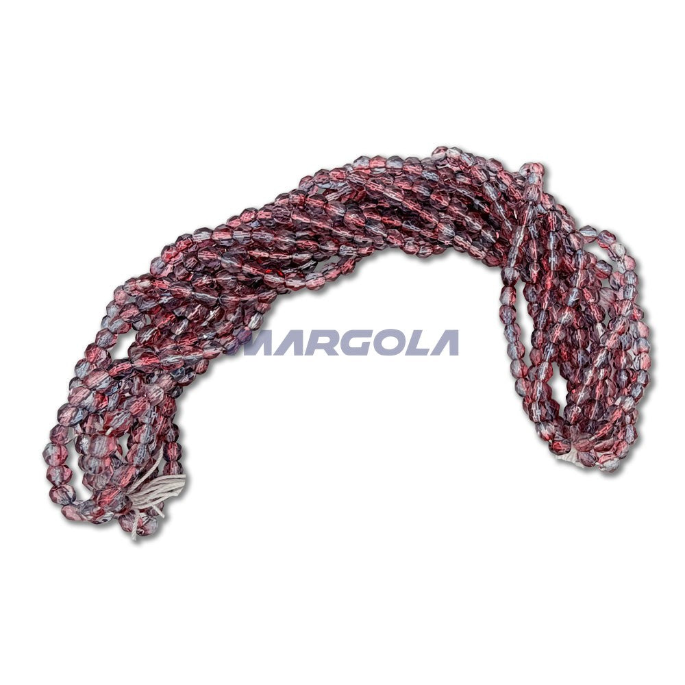 Faceted Czech Glass Fire Polished Multi Color Beads (Crystal, Padparadscha & Light Amethyst)
