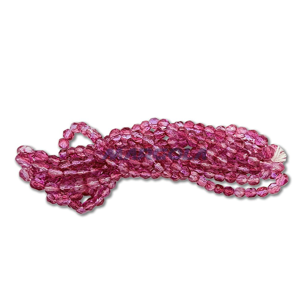 Faceted Czech Glass Fire Polished Multi Color Beads (Crystal, Pink & Fuchsia)