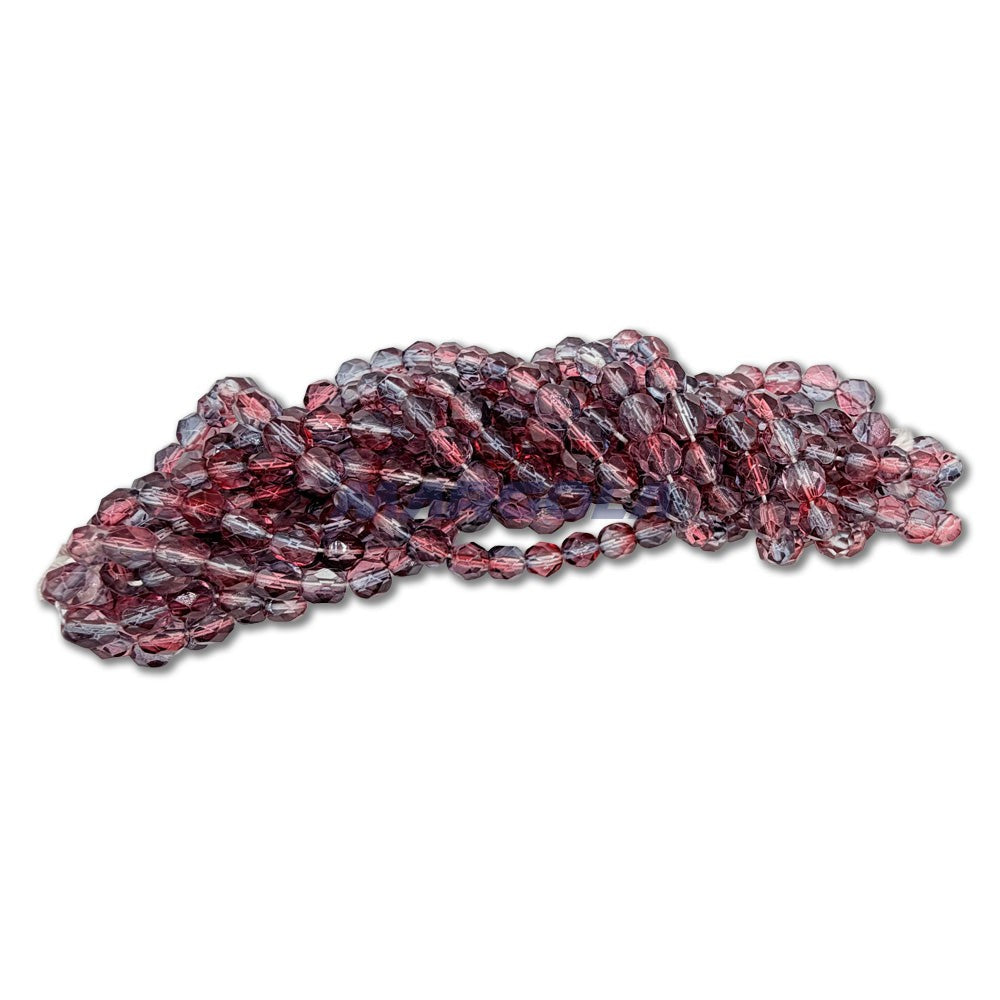 Faceted Czech Glass Fire Polished Multi Color Beads (Crystal, Padparadscha & Light Amethyst)