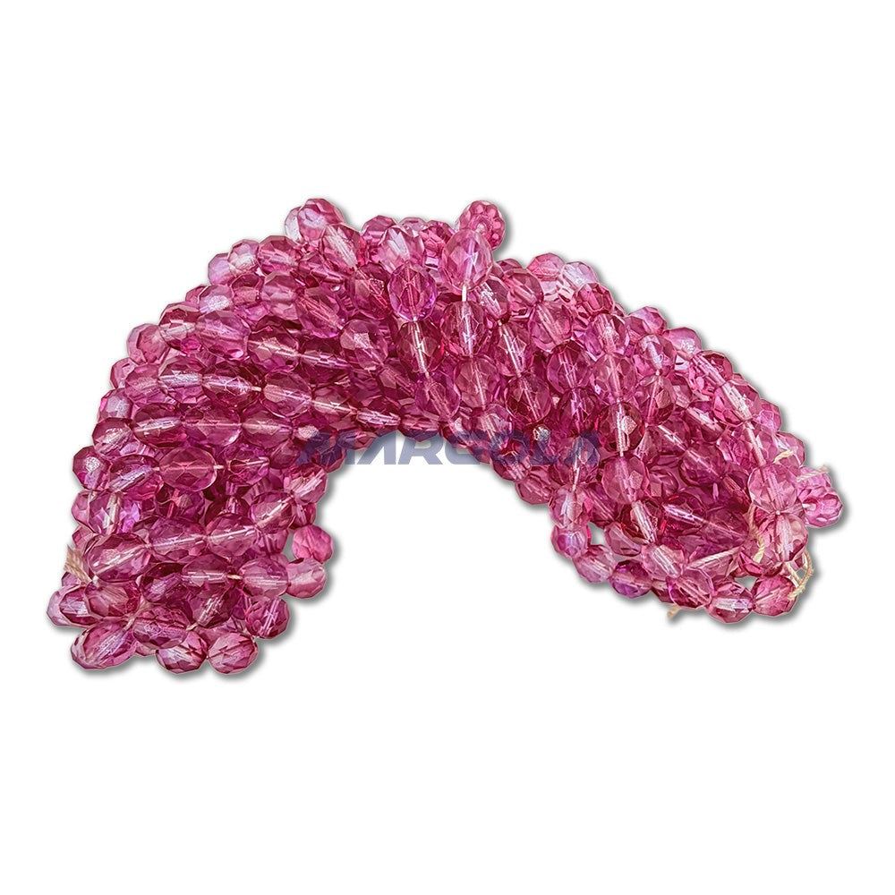 Faceted Czech Glass Fire Polished Multi Color Beads (Crystal, Pink & Fuchsia)