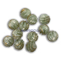 Vintage Western German Plexy Beads - LIGHT GREEN WITH GOLD RUFFLE