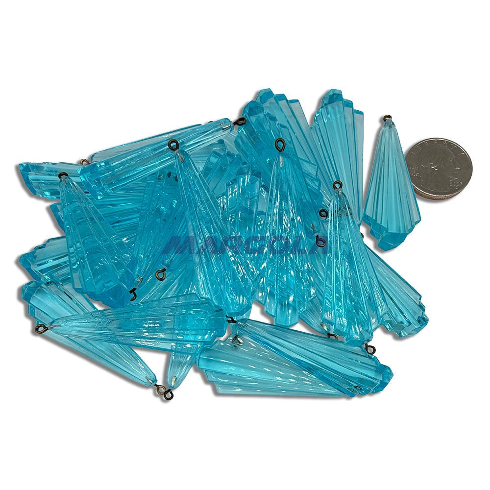G0162 Aquamarine Transparent vintage German resin art deco fan pendants