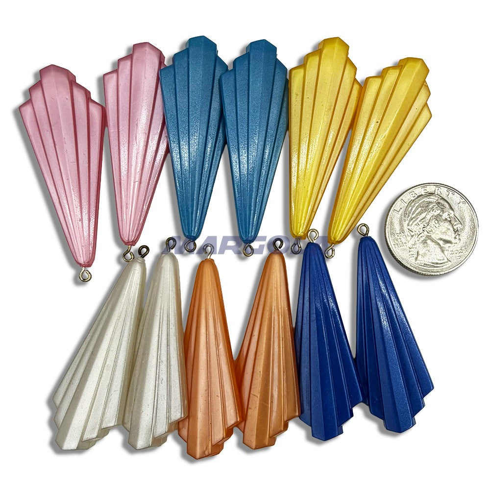 G0162 Multi Silk vintage German resin art deco fan pendants