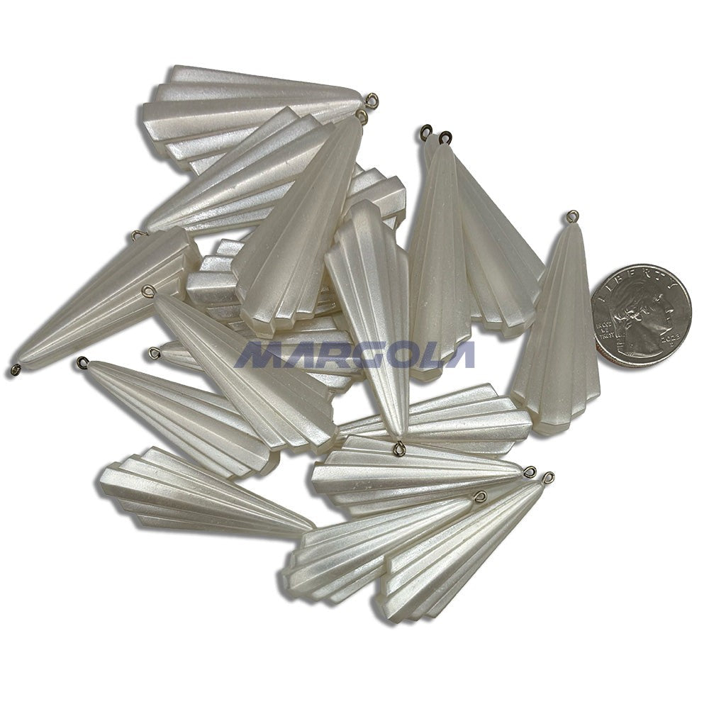G0162 Pearl White Silk vintage German resin art deco fan pendants