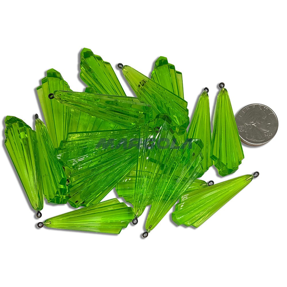 G0162 Peridot Transparent vintage German resin art deco fan pendants