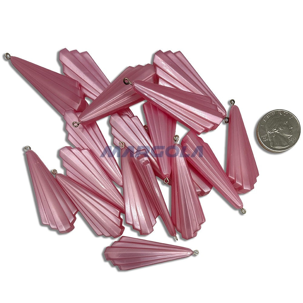 G0162 Pink Silk vintage German resin art deco fan pendants
