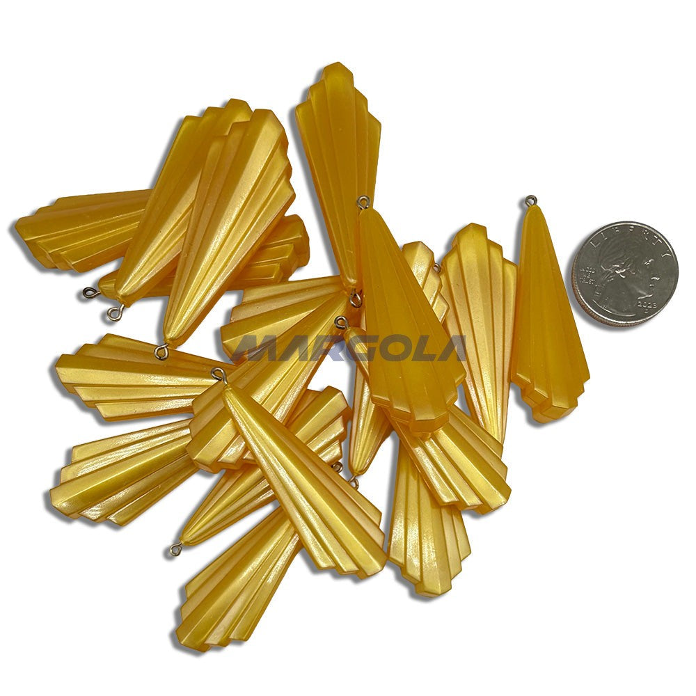 G0162 Yellow Silk vintage German resin art deco fan pendants