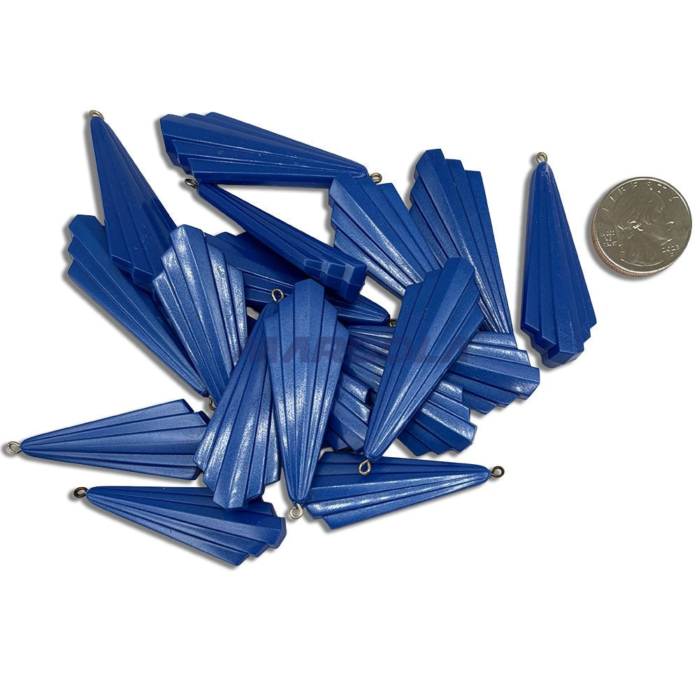 G0162 Dark Blue Silk vintage German resin art deco fan pendants