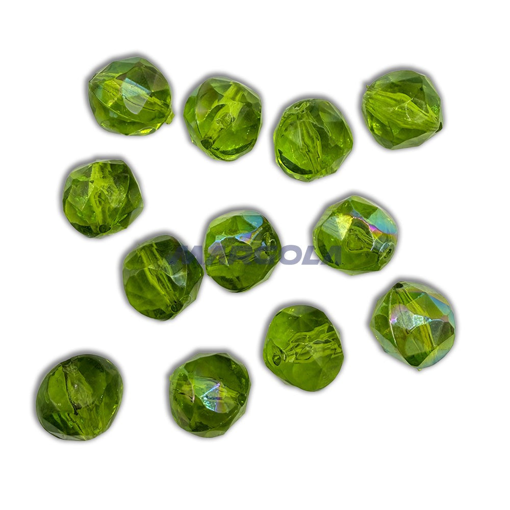 Vintage Western German Plexy Faceted Beads - OLIVINE AB