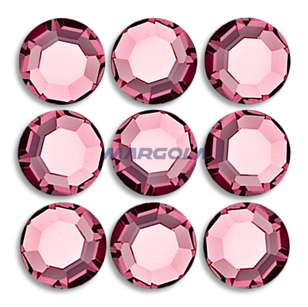 Preciosa & Jablonex Hot Fix Extra 2-Cut Glass Chaton Rose Flatback Rhinestones 40ss