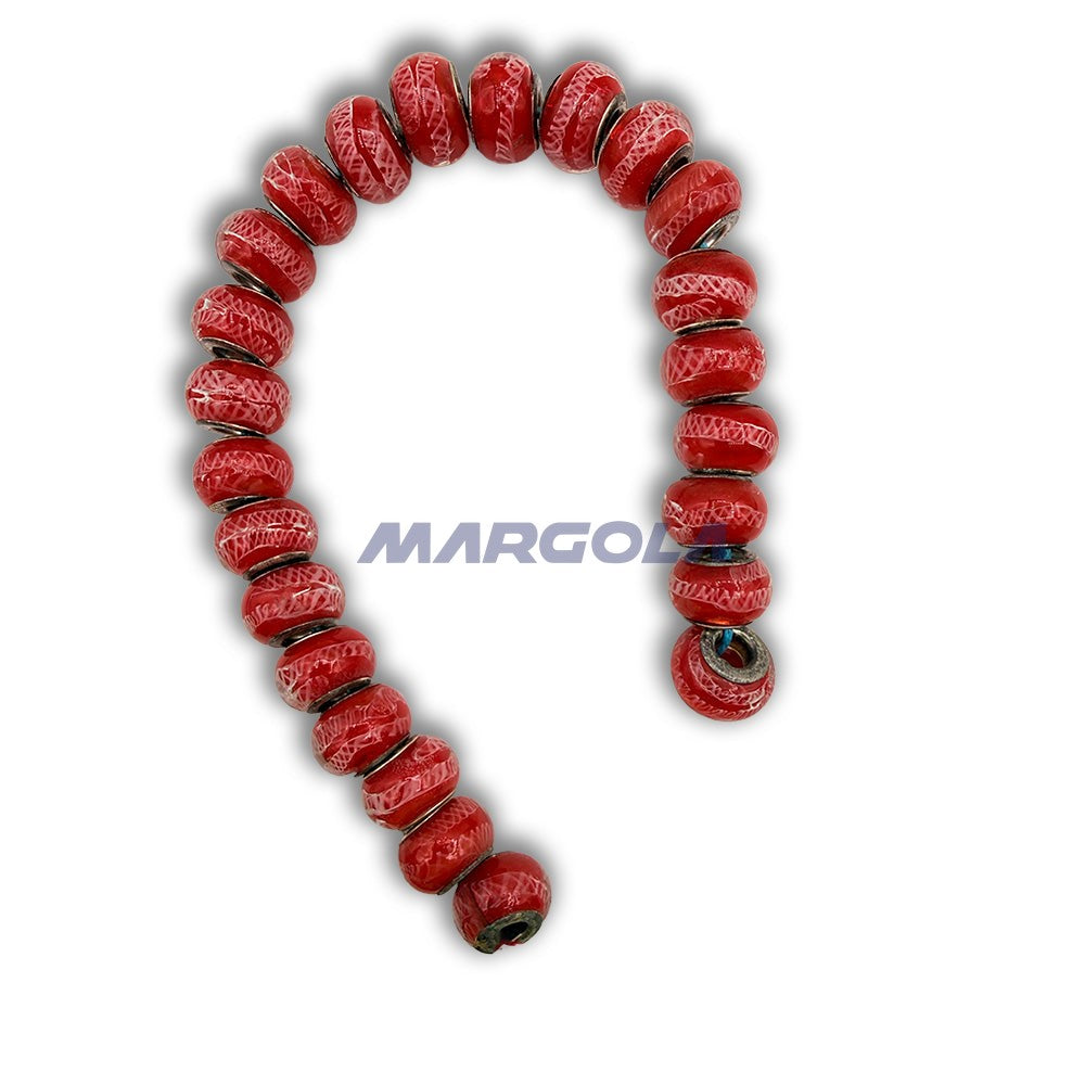 Chunky Rondelle Large Hole Lampwork Glass Beads - P12025