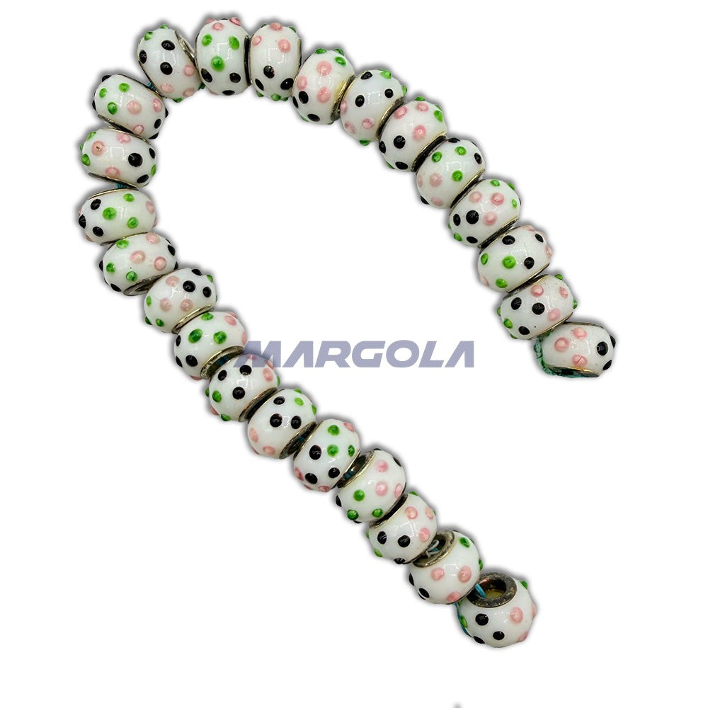 Chunky Rondelle Large Hole Lampwork Glass Beads - P12027