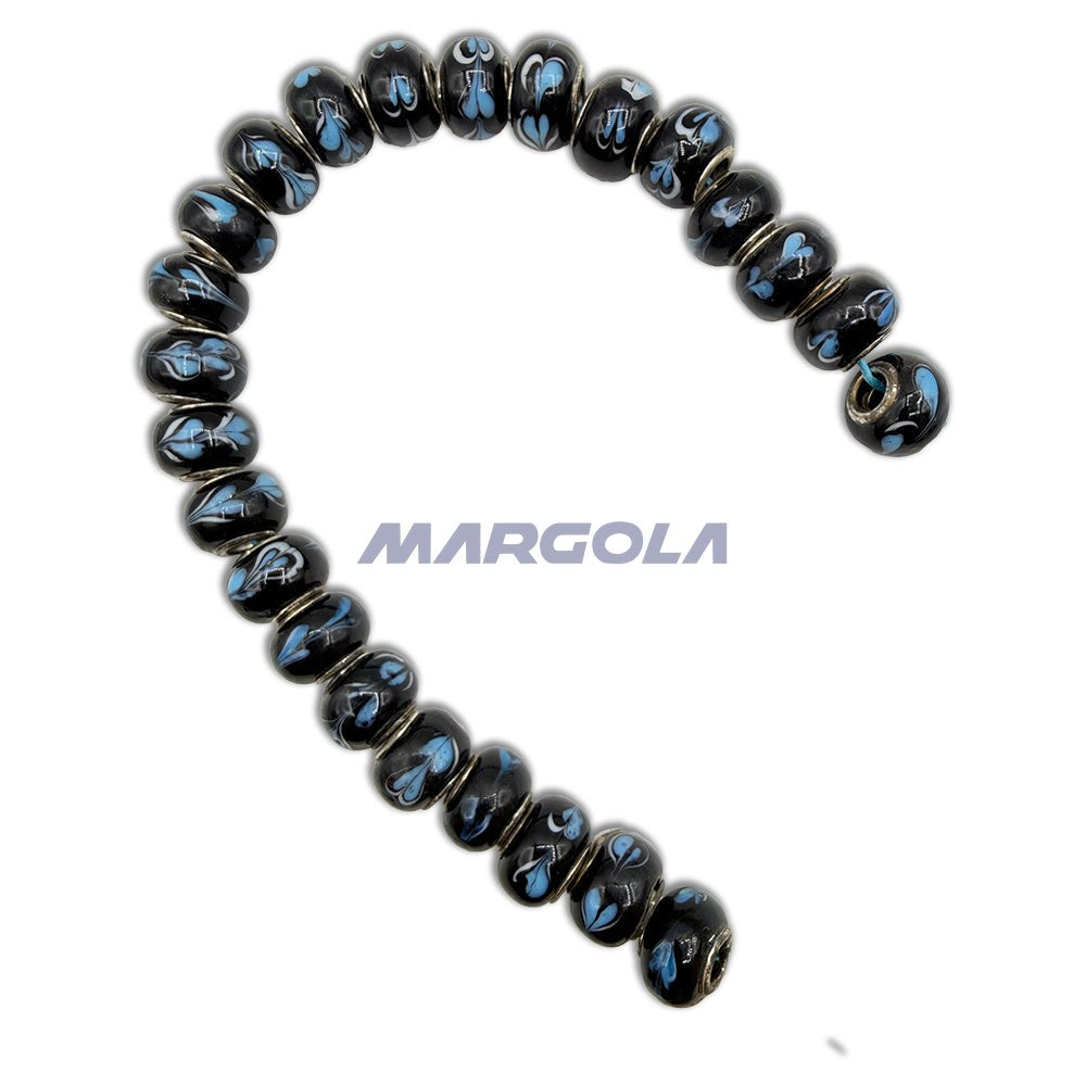 Chunky Rondelle Large Hole Lampwork Glass Beads - P12039