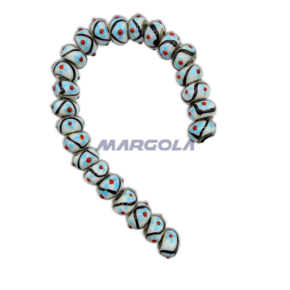 Chunky Rondelle Large Hole Lampwork Glass Beads - P12051