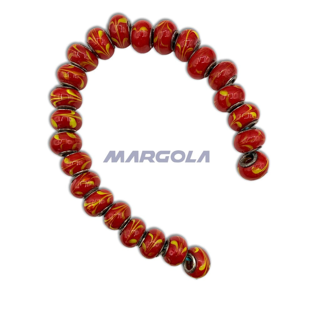 Chunky Rondelle Large Hole Lampwork Glass Beads - P12070