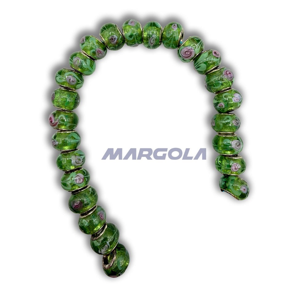 Chunky Rondelle Large Hole Lampwork Glass Beads - P12075