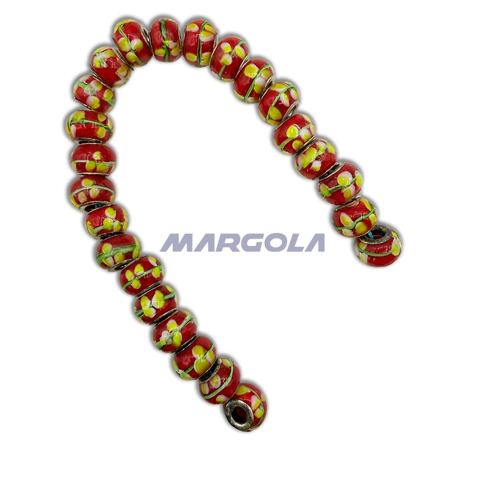 Chunky Rondelle Large Hole Lampwork Glass Beads - P12082