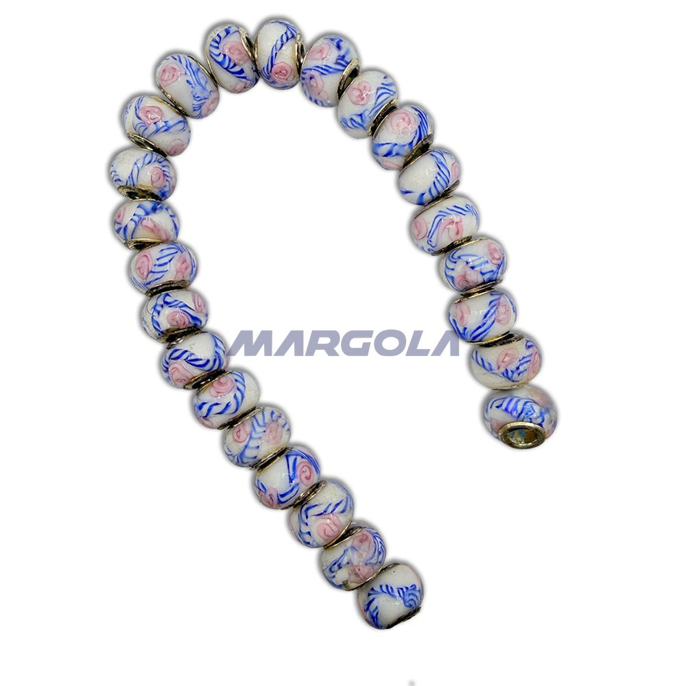 Chunky Rondelle Large Hole Lampwork Glass Beads - P12088
