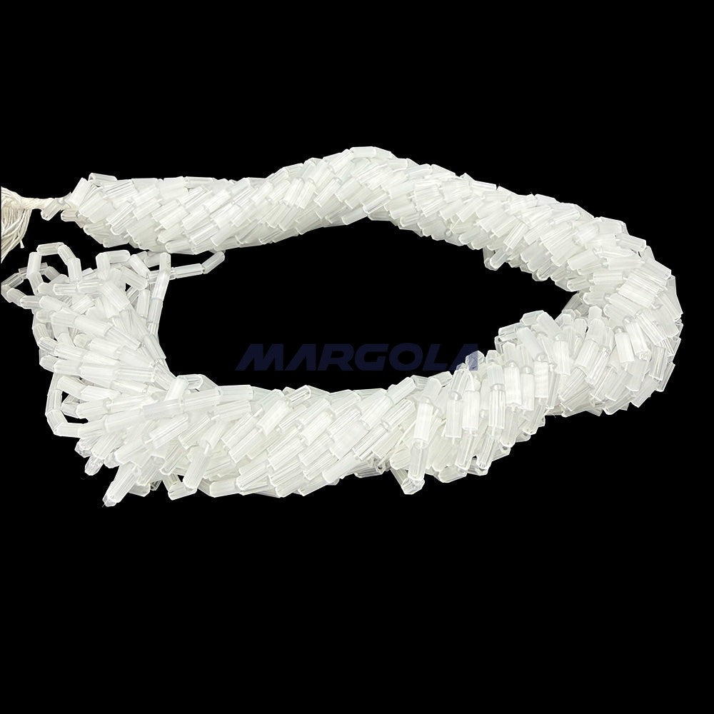 BUGLE #2 (4.5mm) WHITE SATIN PRECIOSA ORNELA BEADS