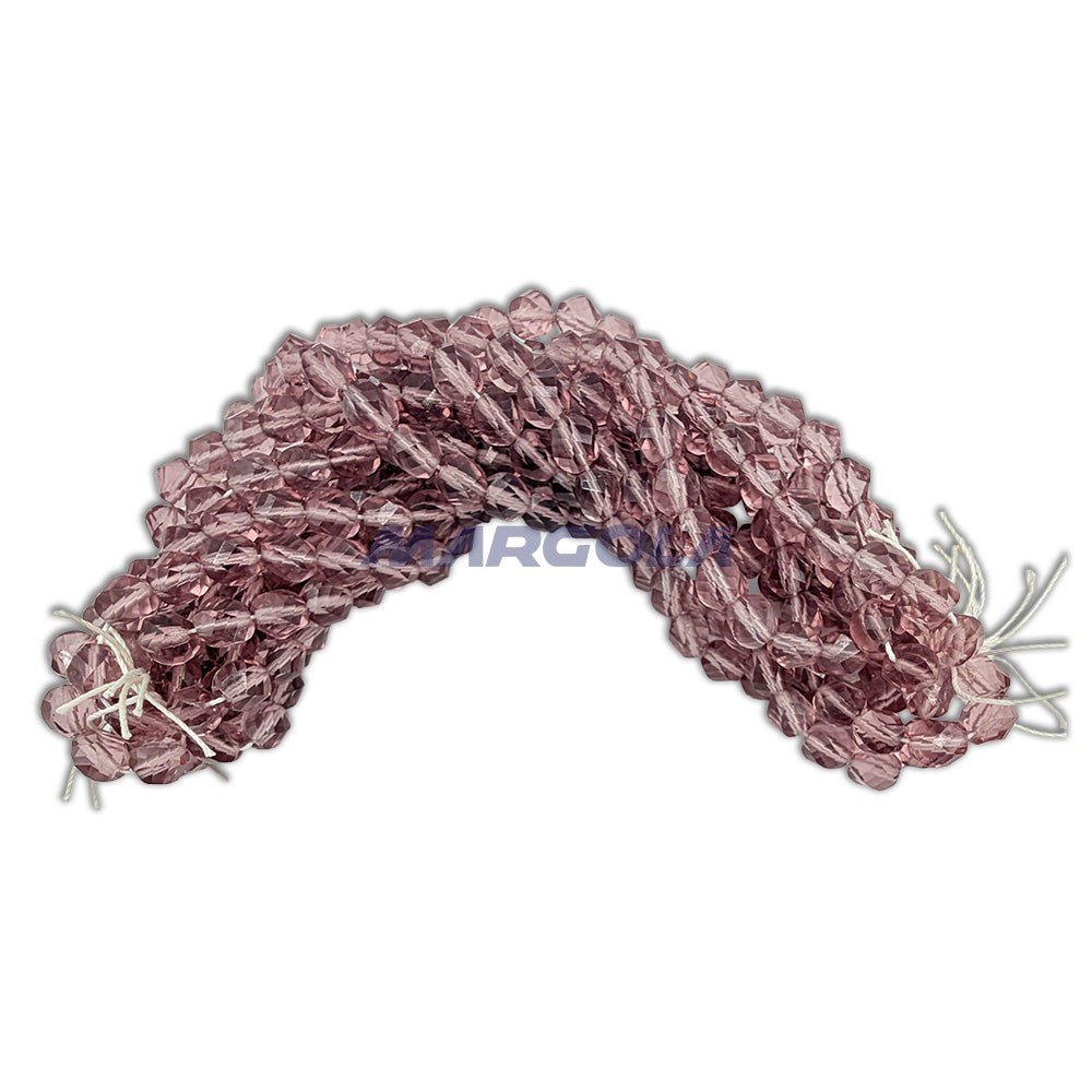 SCREW CUT FACETED CZECH GLASS FIRE POLISHED BEADS 8mm LIGHT AMETHYST