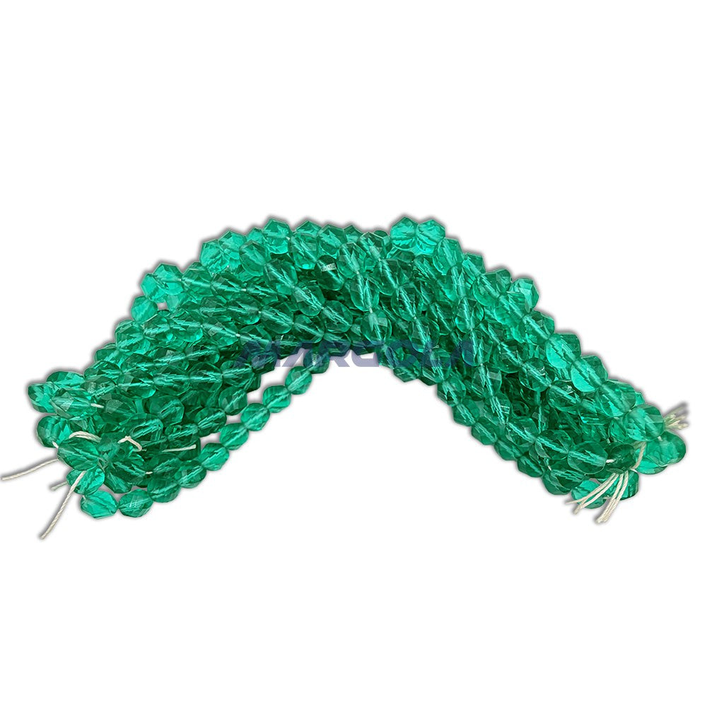 SCREW CUT FACETED CZECH GLASS FIRE POLISHED BEADS 8mm EMERALD TEAL