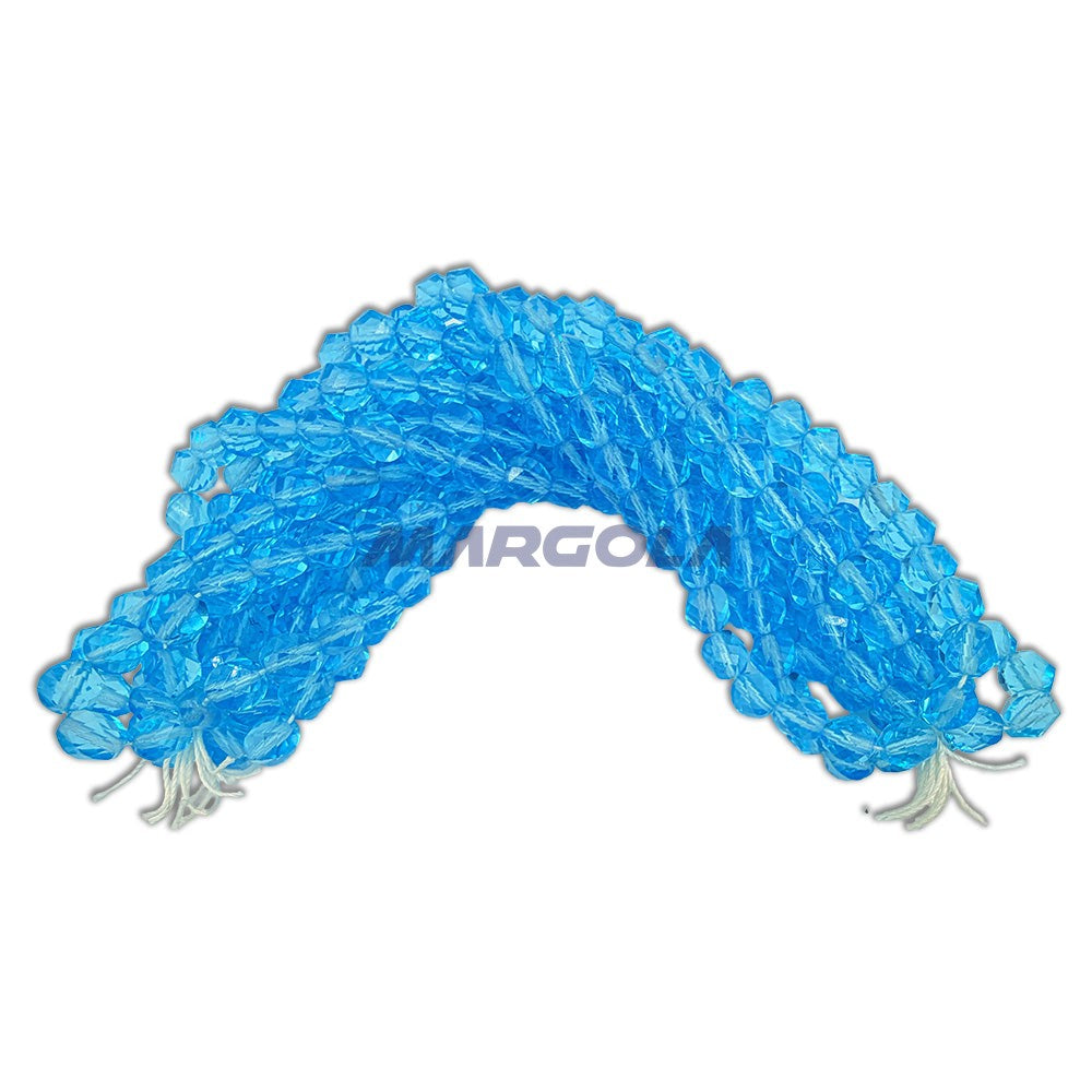 SCREW CUT FACETED CZECH GLASS FIRE POLISHED BEADS 8mm AQUAMARINE