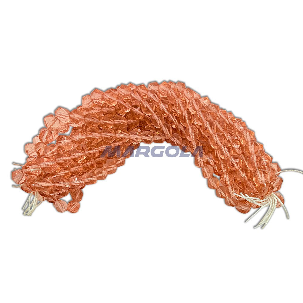 SCREW CUT FACETED CZECH GLASS FIRE POLISHED BEADS 8mm ROSALINE