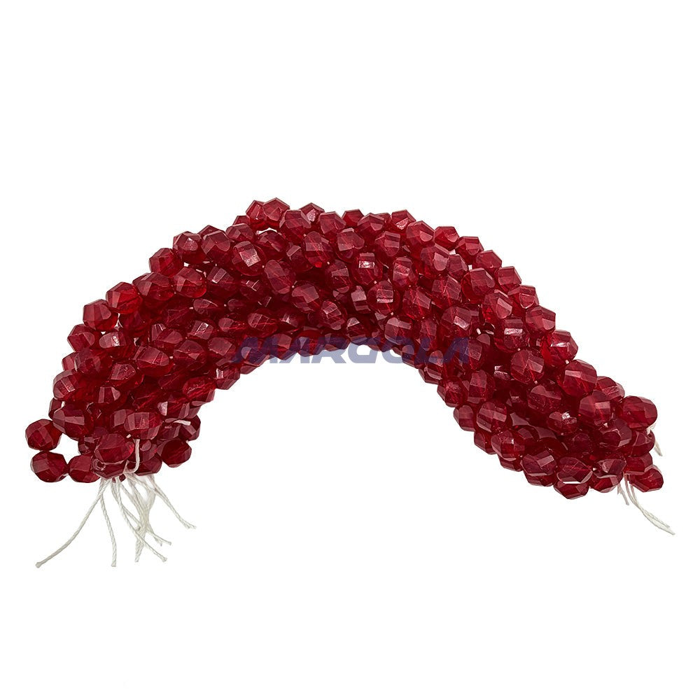 SCREW CUT FACETED CZECH GLASS FIRE POLISHED BEADS 8mm LIGHT SIAM RUBY