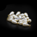 Urea Resin Pearl on Gold Brass Eye Pin Pear Shape 10x6mm White Pearl Luster