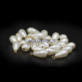 Urea Resin Pearl on Gold Brass Eye Pin Pear Shape 18x6mm White Pearl Luster