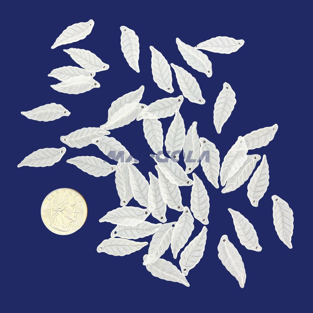 Plexi-Lalique Leaf 27x10mm Frosted Crystal