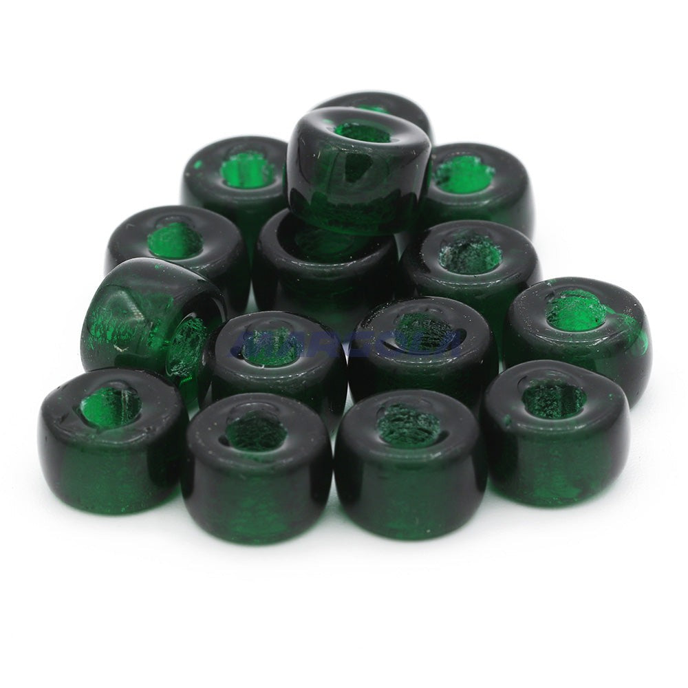 Czech Glass Roller Beads 6mm DARK EMERALD TRANSPARENT