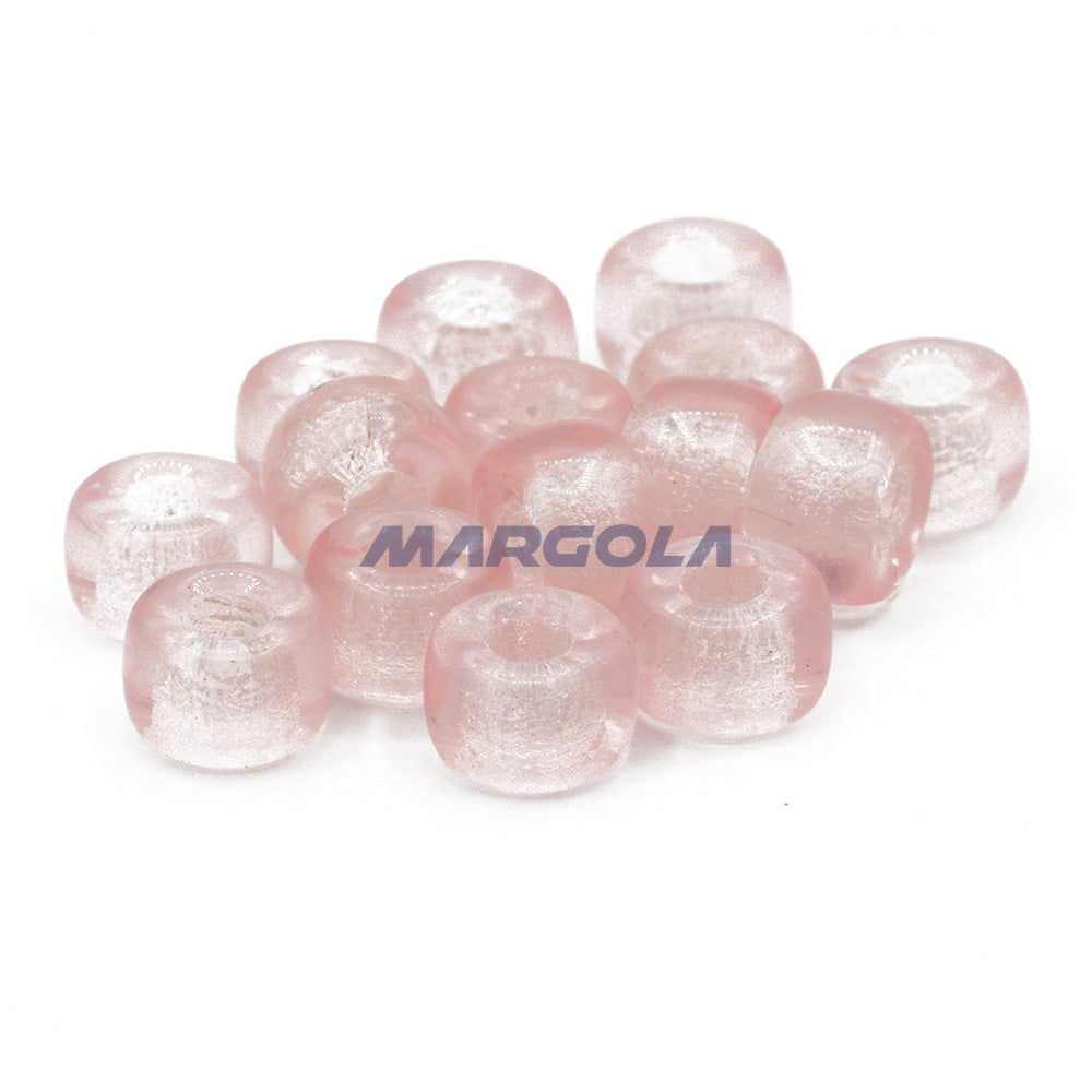 Czech Glass Roller Beads 6mm PINK PEACH TRANSPARENT
