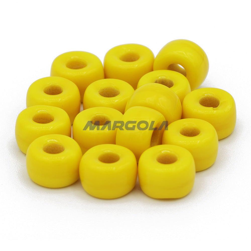 Czech Glass Roller Beads 6mm YELLOW OPAQUE
