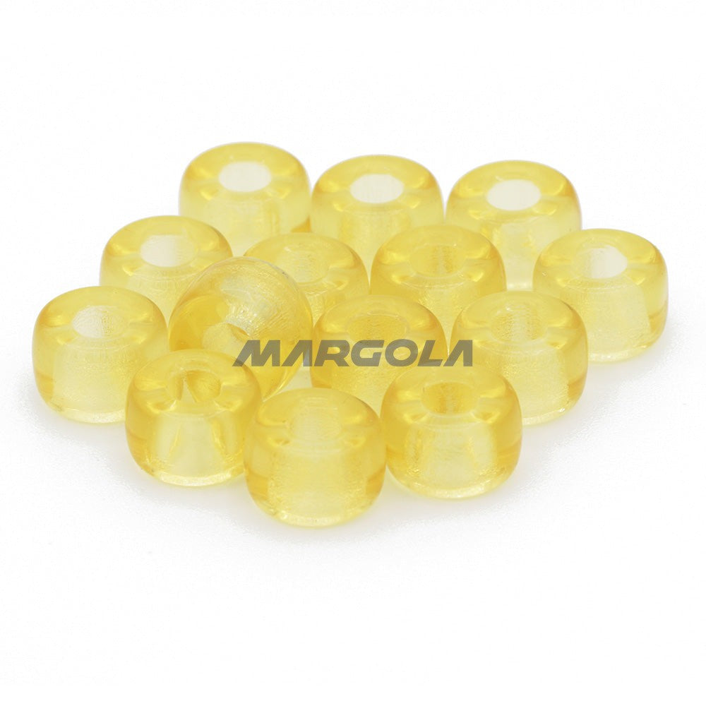 Czech Glass Roller Beads 9mm LIGHT TOPAZ TRANSPARENT