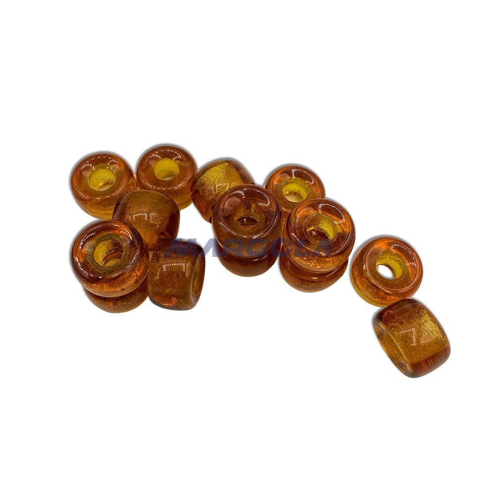 Czech Glass Roller Beads 9mm DARK TOPAZ TRANSPARENT