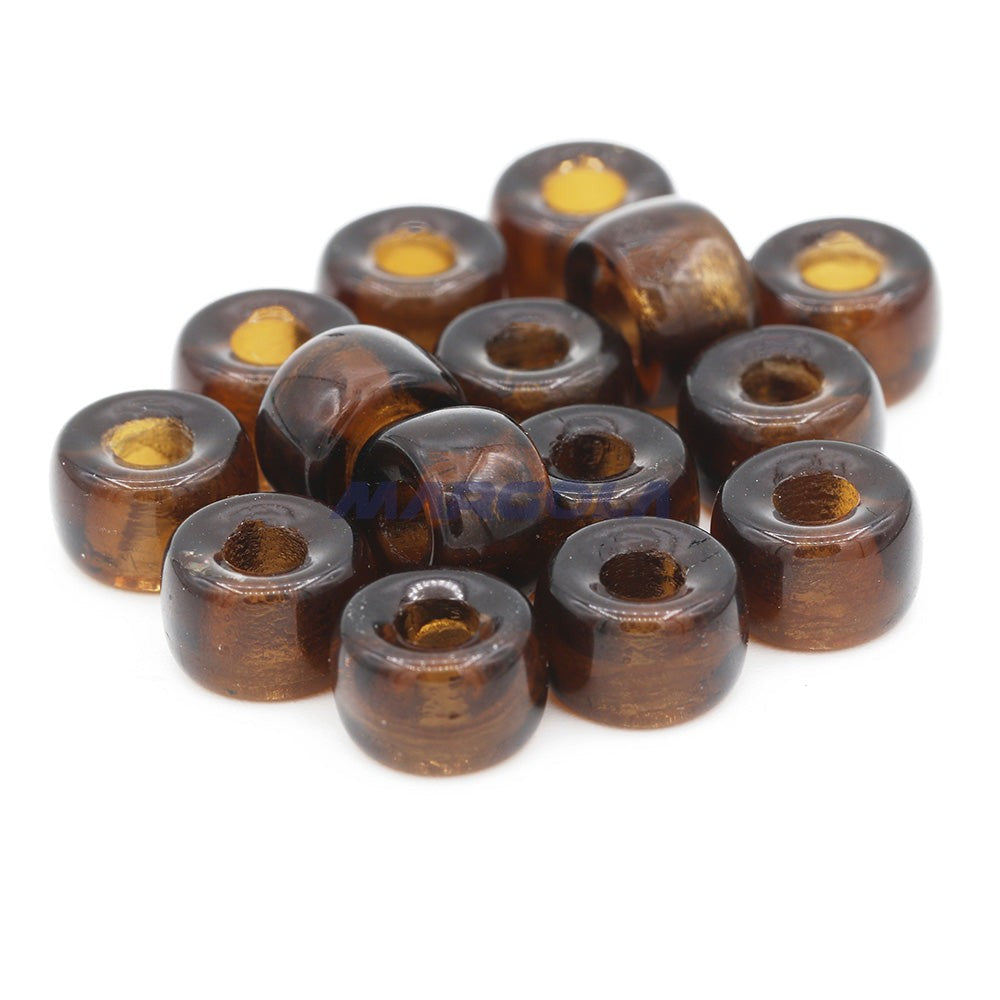 Czech Glass Roller Beads 9mm ROOT BEER TRANSPARENT