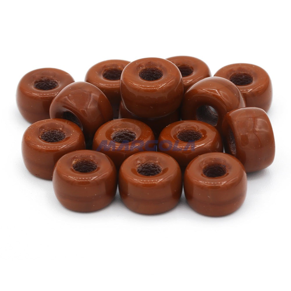 Czech Glass Roller Beads 9mm DARK BROWN OPAQUE