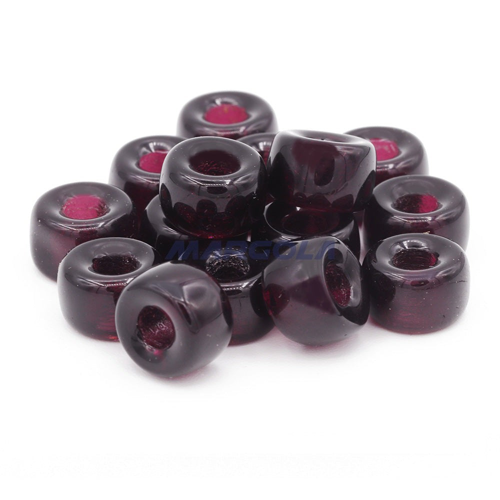 Czech Glass Roller Beads 9mm DARKAMETHYST TRANSPARENT